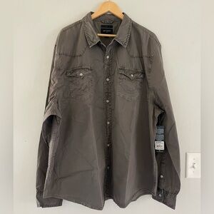 Men’s True Religion Grey Long Sleeve Button Down Shirt
